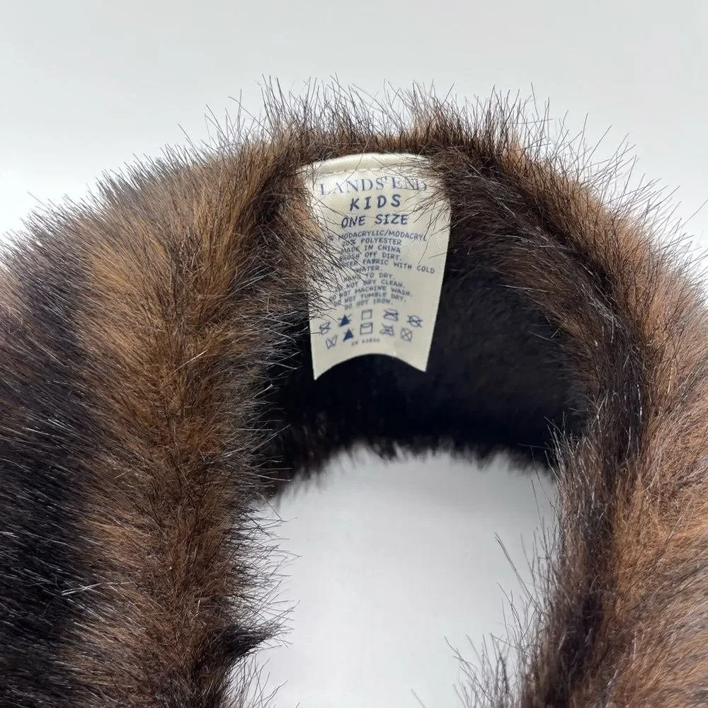 Lands End Faux Fur Collar Kids One Size 17”